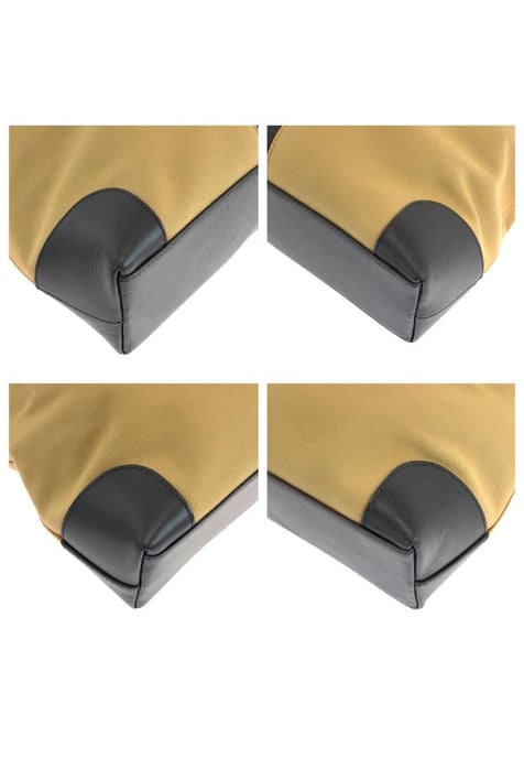 Bolso Tote De Lona Con Acento A Rayas De Segunda Mano Con Ribete Y Asa De Cuero - Image 3