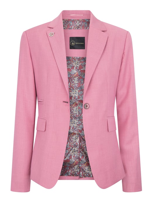 Traje formal de oficina de 3 piezas entallado para mujer, color rosa liso - Image 3