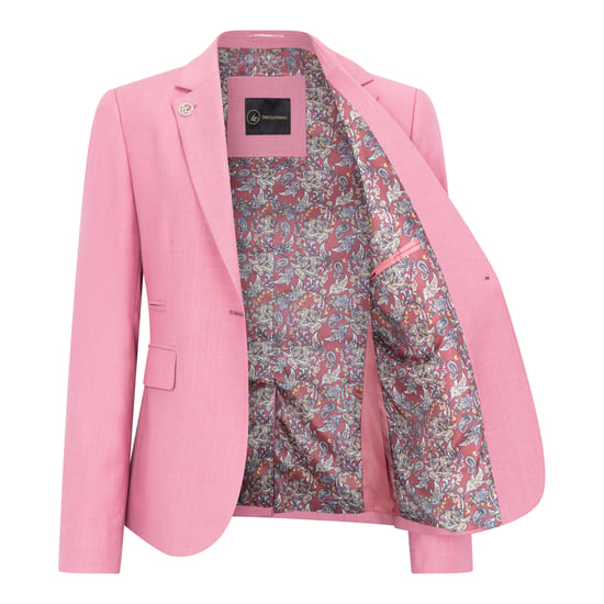 Traje formal de oficina de 3 piezas entallado para mujer, color rosa liso - Image 4