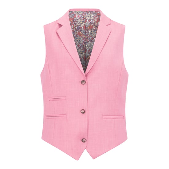 Traje formal de oficina de 3 piezas entallado para mujer, color rosa liso - Image 5