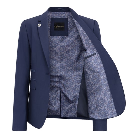Traje formal de oficina de 3 piezas entallado para mujer, color azul marino liso - Image 4
