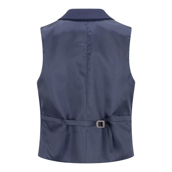 Traje formal de oficina de 3 piezas entallado para mujer, color azul marino liso - Image 6