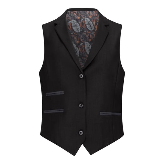 Traje formal de oficina de 3 piezas entallado para mujer, liso, negro - Image 5