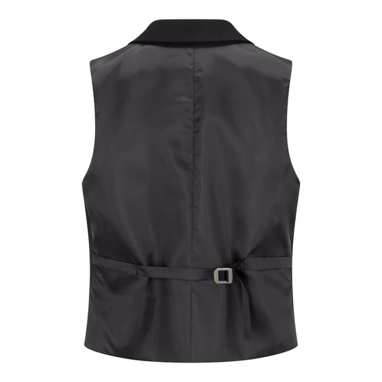 Traje formal de oficina de 3 piezas entallado para mujer, liso, negro - Image 6