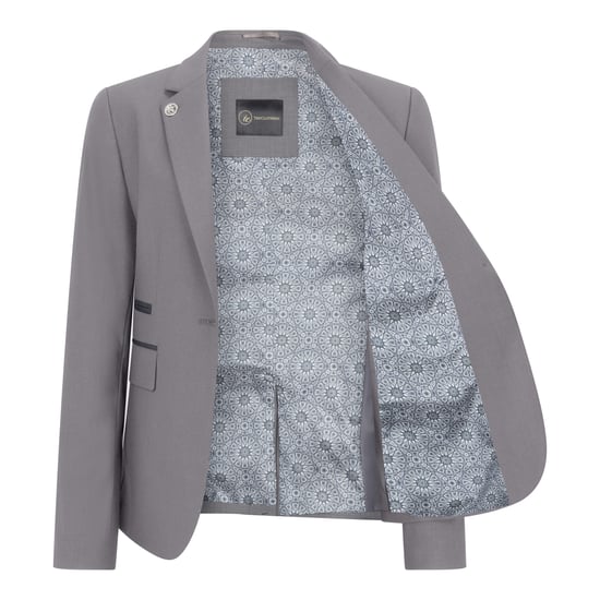 Traje formal de oficina de 3 piezas entallado para mujer, color gris liso - Image 4