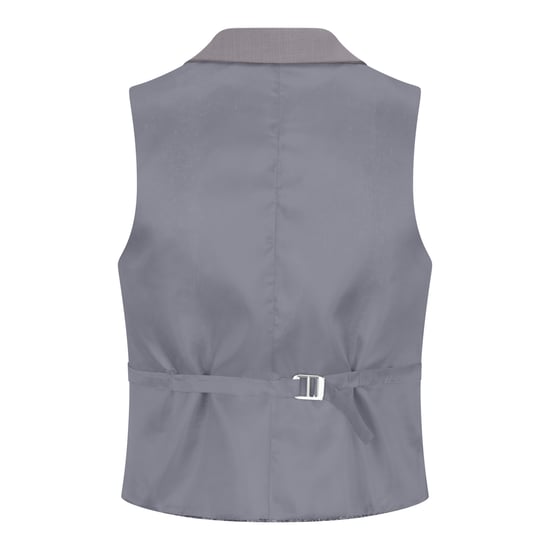Traje formal de oficina de 3 piezas entallado para mujer, color gris liso - Image 6