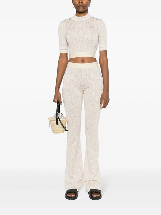 Pantalones Tejidos de Jacquard con Monograma Palm Angels Beige - Image 2