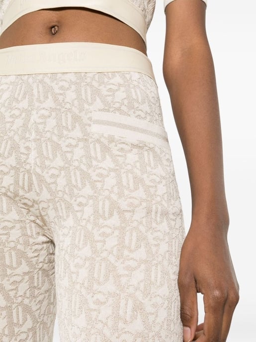 Pantalones Tejidos de Jacquard con Monograma Palm Angels Beige - Image 3