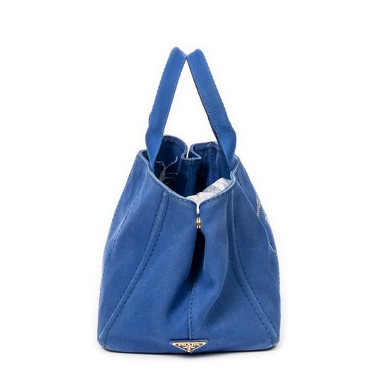 Prada Medium Canapa Tote  en Azul real Lienzo - Image 4