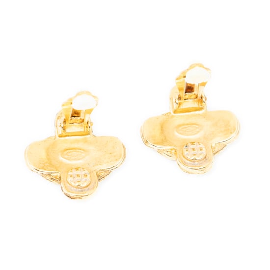 Chanel CC Cross Clip On Earrings en Oro Acero inoxidable sin níquel - Image 2