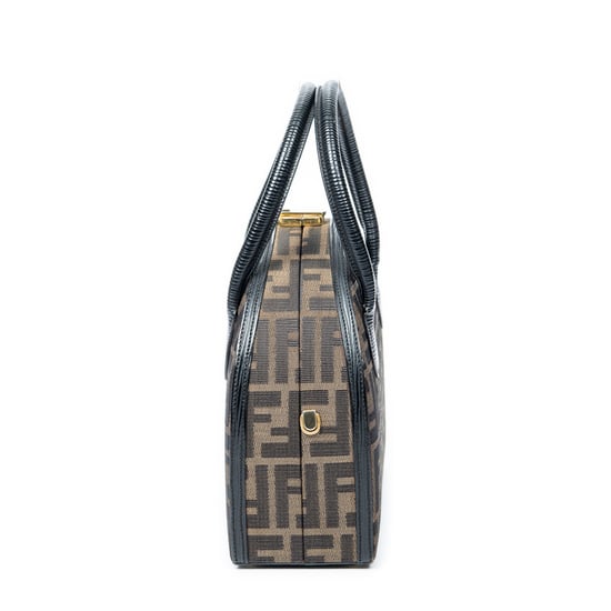 Fendi Frame Vanity Top Handle en Marrón/Negro Lienzo - Image 4