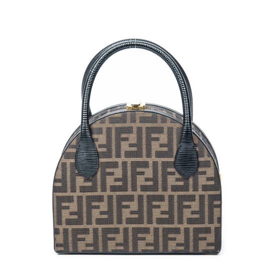 Fendi Frame Vanity Top Handle en Marrón/Negro Lienzo - Image 5