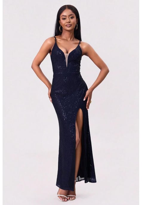 Vestido Maxi Camisero Con Espalda Descubierta Con Abertura De Lentejuelas - Image 3