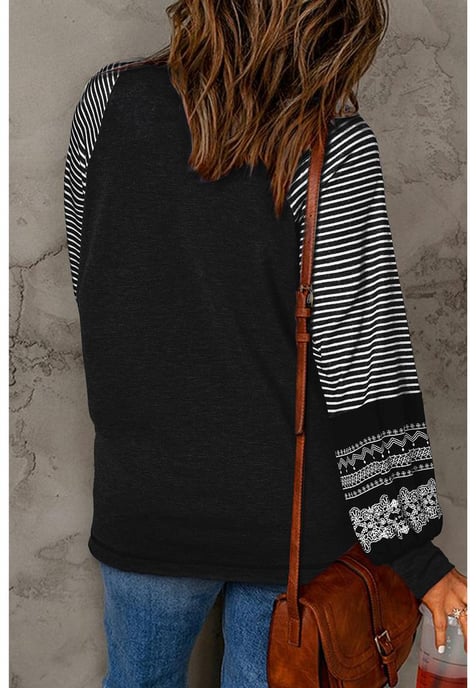Top Casual de Cuello Redondo con Mangas Rayadas - Image 6