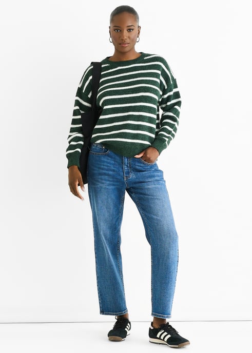 Jersey oversize de punto grueso con rayas verdes - Image 1