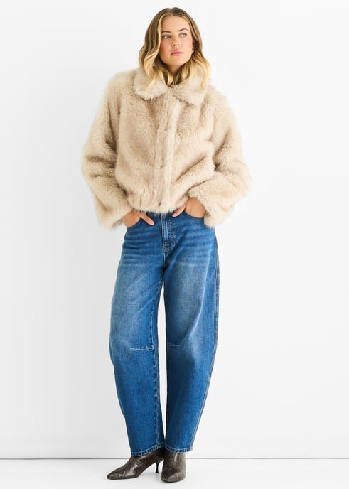 Chaqueta de Piel Sintética Ombre Beige Premium - Image 1