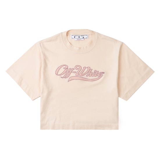 Camiseta Corta Con Logo De Béisbol Bordado Off-white En Beige - Image 1