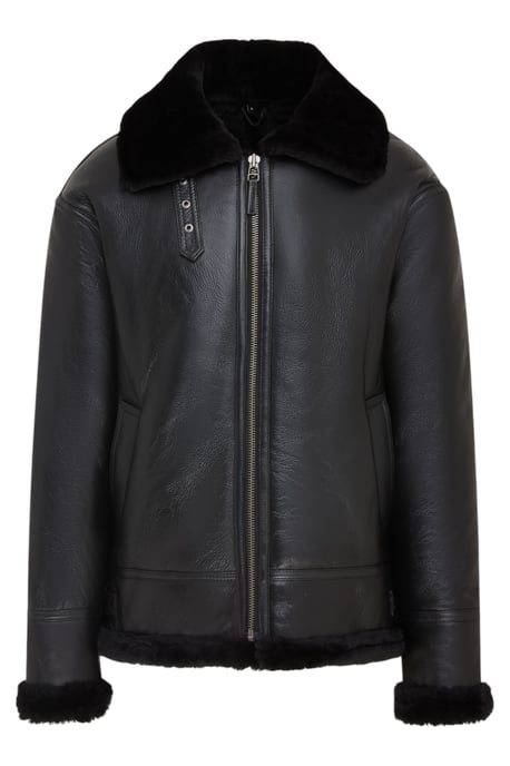 Chaqueta de aviador de piel de oveja B3 Flying para hombre, color negro, de la Segunda Guerra Mundial - Image 1