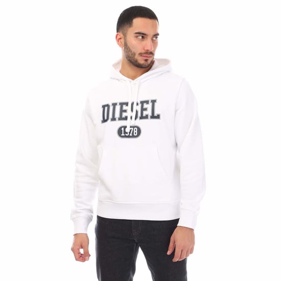 Sudadera con capucha blanca con el logotipo de la marca Diesel 1978 - Image 1
