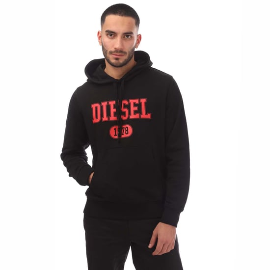 Sudadera negra con capucha y logotipo de Diesel Red 1978 - Image 1