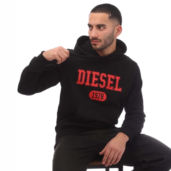 Sudadera negra con capucha y logotipo de Diesel Red 1978 - Image 4