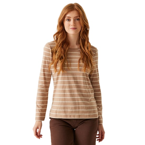Regatta Womens/Ladies Federica II Stripe Long-Sleeved T-Shirt (Warm Taupe/Light Vanilla) - Image 3