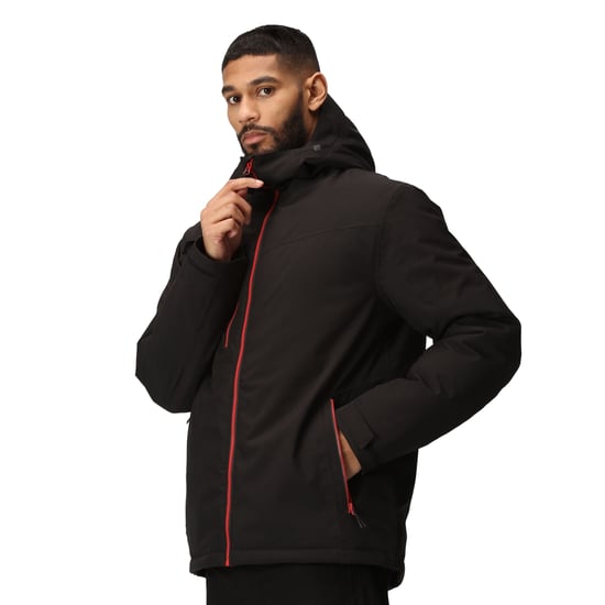 Regatta Mens Navigate Insulated Waterproof Jacket (Black/Classic Red) - Image 3