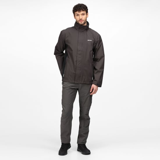 Regatta Great Outdoors Mens Outdoor Classic Matt Hooded Waterproof Jacket (Ash/Black) - Image 5