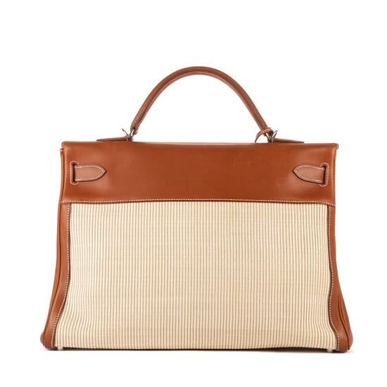 Hermès Fauve Barenia and Ecru Crinoline  Kelly 40 en Marrón/Beige Piel de becerro - Image 4