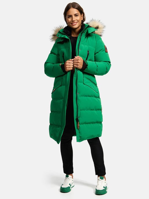 Marikoo abrigo de invierno mujer – Schneesternchen largo con capucha y cuello de pelo sintético - Image 1