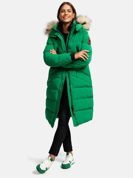 Marikoo abrigo de invierno mujer – Schneesternchen largo con capucha y cuello de pelo sintético - Image 2