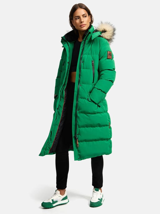 Marikoo abrigo de invierno mujer – Schneesternchen largo con capucha y cuello de pelo sintético - Image 3