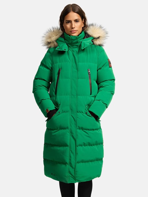 Marikoo abrigo de invierno mujer – Schneesternchen largo con capucha y cuello de pelo sintético - Image 4