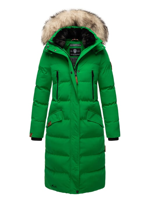 Marikoo abrigo de invierno mujer – Schneesternchen largo con capucha y cuello de pelo sintético - Image 5