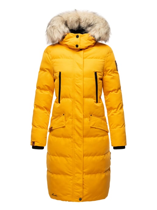 Marikoo abrigo de invierno mujer – Schneesternchen largo con capucha y cuello de pelo sintético - Image 2