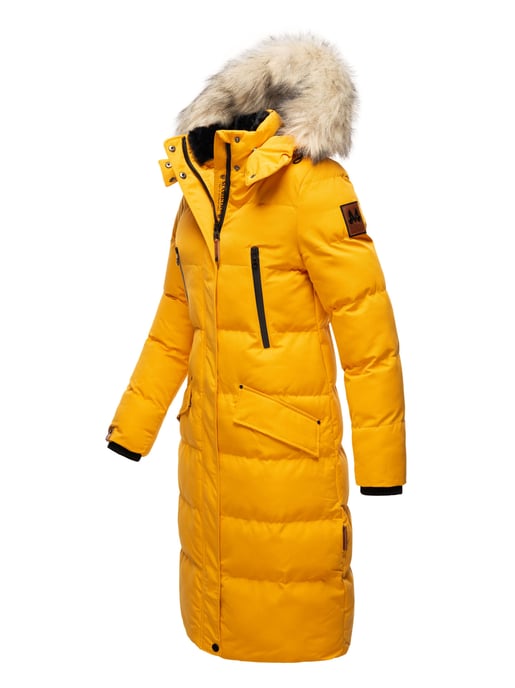 Marikoo abrigo de invierno mujer – Schneesternchen largo con capucha y cuello de pelo sintético - Image 3