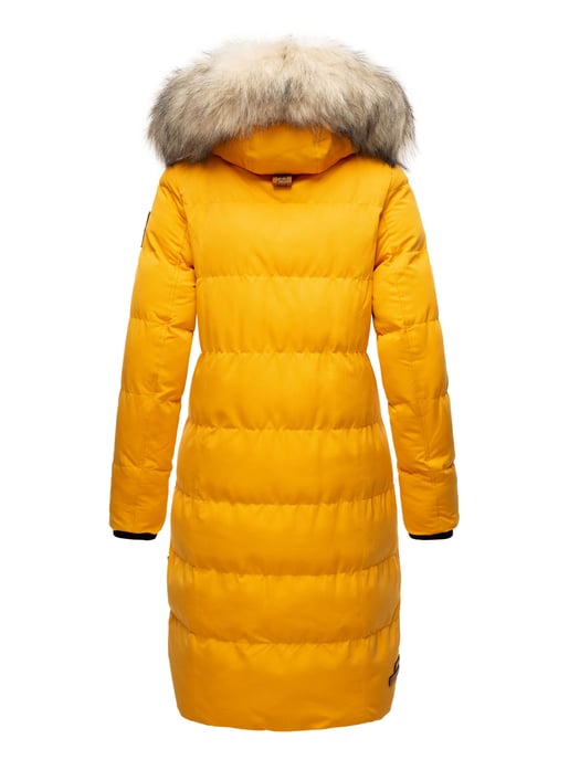 Marikoo abrigo de invierno mujer – Schneesternchen largo con capucha y cuello de pelo sintético - Image 4
