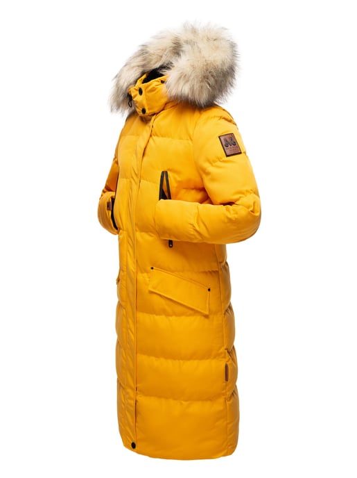 Marikoo abrigo de invierno mujer – Schneesternchen largo con capucha y cuello de pelo sintético - Image 5