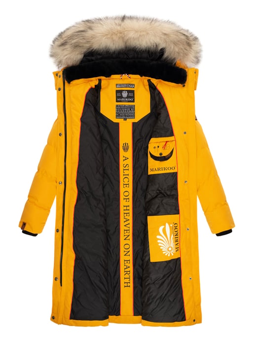 Marikoo abrigo de invierno mujer – Schneesternchen largo con capucha y cuello de pelo sintético - Image 6