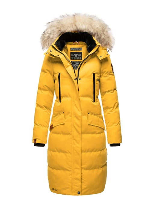 Marikoo abrigo de invierno mujer – Schneesternchen largo con capucha y cuello de pelo sintético - Image 5