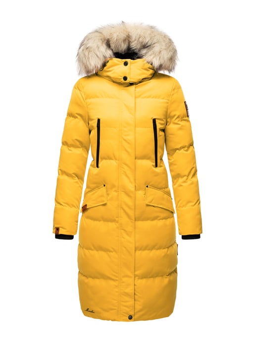 Marikoo abrigo de invierno mujer – Schneesternchen largo con capucha y cuello de pelo sintético - Image 6