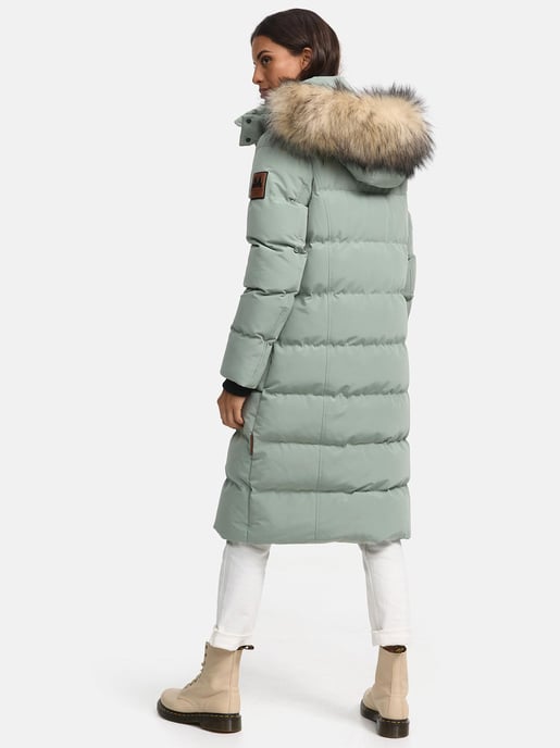 Marikoo abrigo de invierno mujer – Schneesternchen largo con capucha y cuello de pelo sintético - Image 4