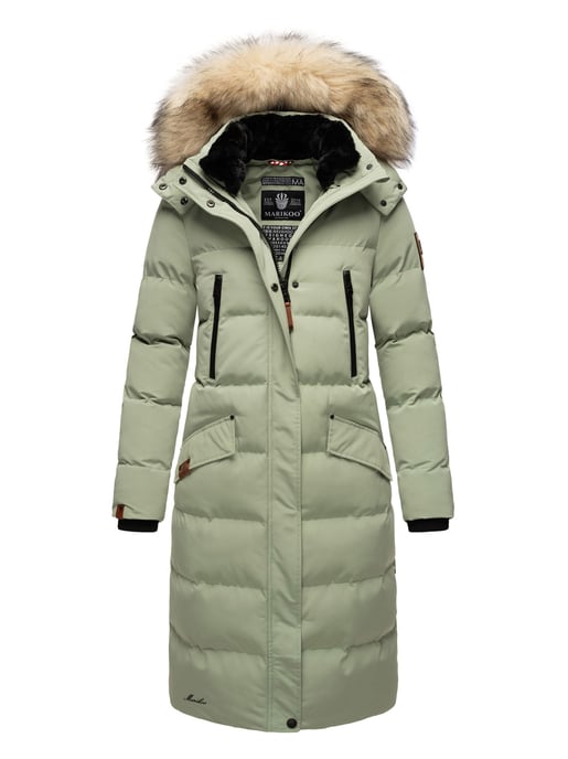Marikoo abrigo de invierno mujer – Schneesternchen largo con capucha y cuello de pelo sintético - Image 5