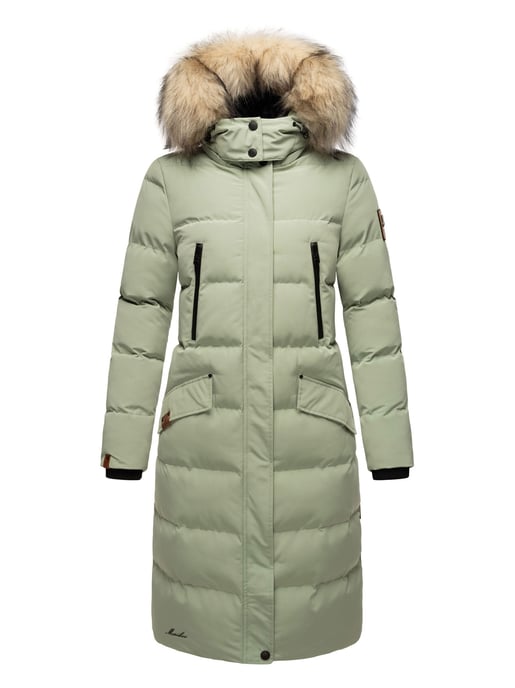 Marikoo abrigo de invierno mujer – Schneesternchen largo con capucha y cuello de pelo sintético - Image 6