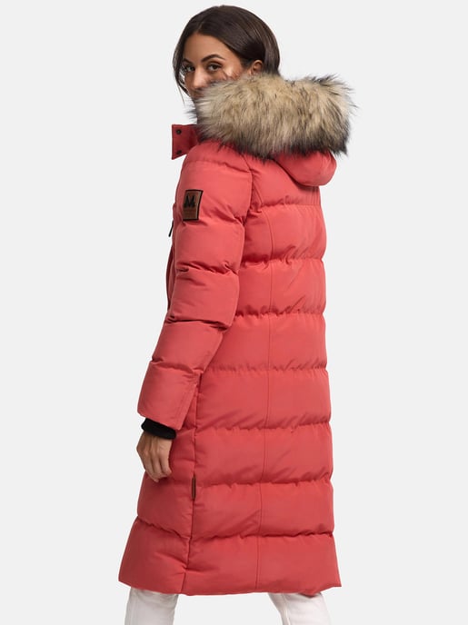 Marikoo abrigo de invierno mujer – Schneesternchen largo con capucha y cuello de pelo sintético - Image 4