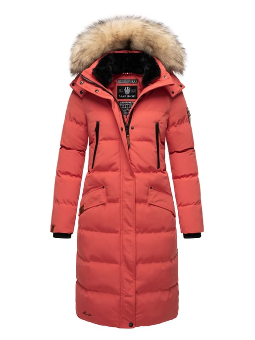 Marikoo abrigo de invierno mujer – Schneesternchen largo con capucha y cuello de pelo sintético - Image 5