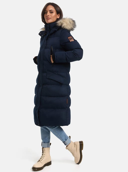 Marikoo abrigo de invierno mujer – Schneesternchen largo con capucha y cuello de pelo sintético - Image 3