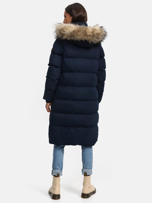 Marikoo abrigo de invierno mujer – Schneesternchen largo con capucha y cuello de pelo sintético - Image 4
