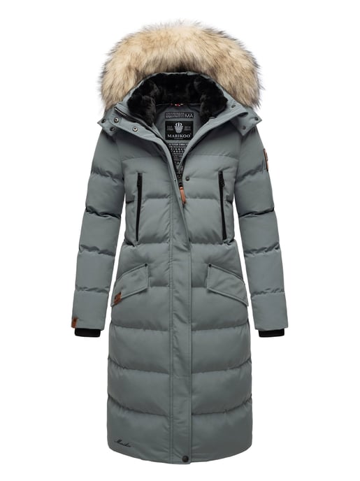Marikoo abrigo de invierno mujer – Schneesternchen largo con capucha y cuello de pelo sintético - Image 5
