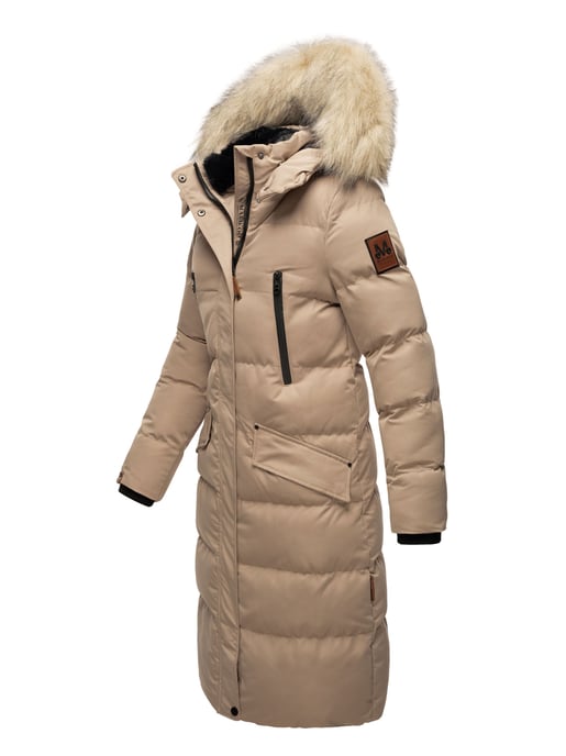 Marikoo abrigo de invierno mujer – Schneesternchen largo con capucha y cuello de pelo sintético - Image 6